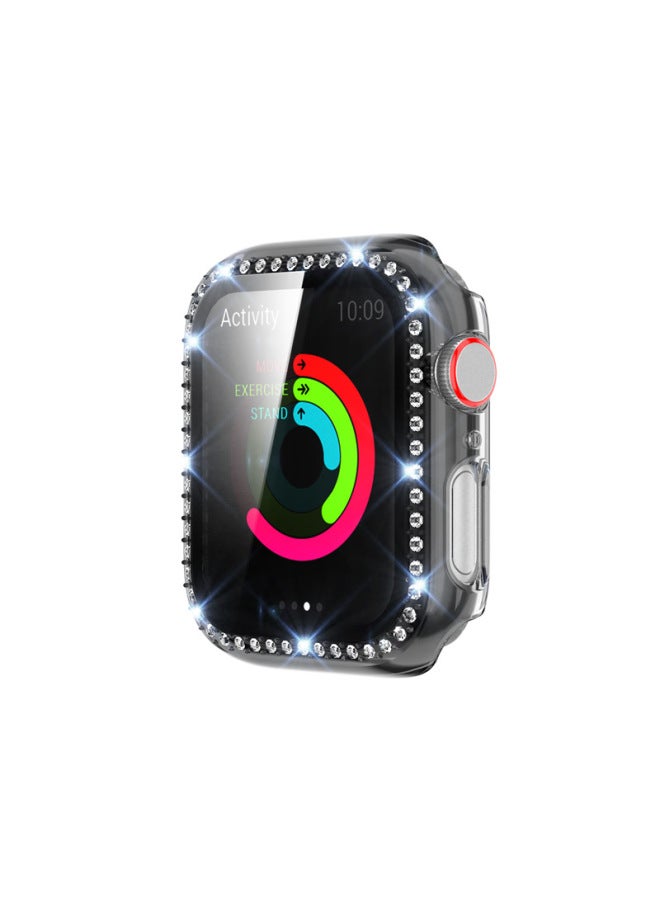 For Apple Iwatch7 Generation Diamond Encrusted Protective Shell For Apple 5/6 Generation Candy Transparent Color PC Tempered Film One-piece Shell-Color:Transparent Blue-Exterior Dimension:42mm - Image 5