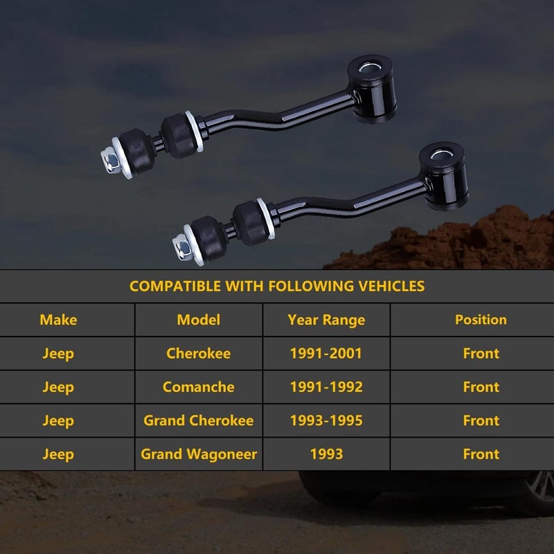 HHCM Front Sway Bar Links 2pc K3174 for Jeep Cherokee 1991-2001, Commanche 1991-1992, Stabilizer Bar End Link for Jeep Grand Cherokee 1993-1995, Grand Wagoneer 1993 - Image 2