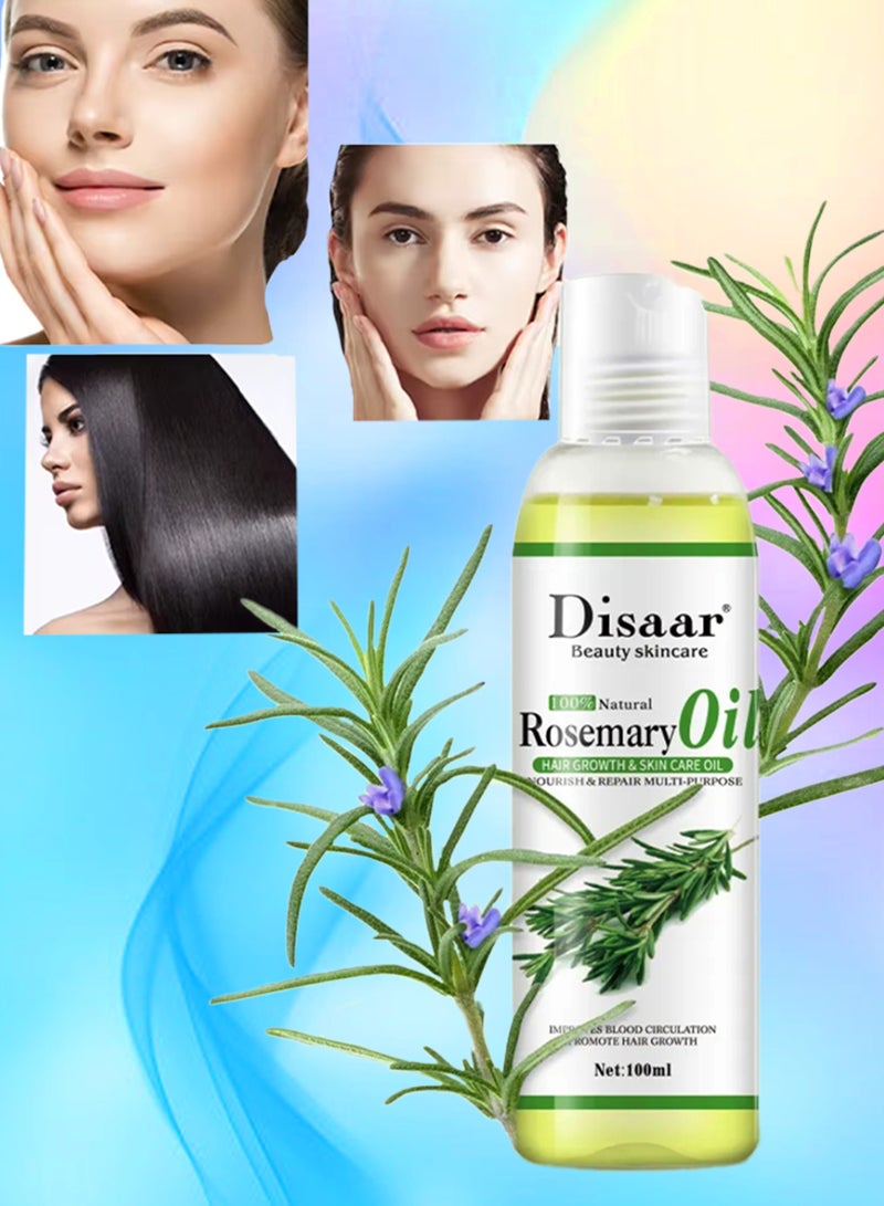 Disaar زيت إكليل الجبل الطبيعي 100 مل - زيت إكليل الجبل لنمو الشعر والعناية بالبشرة - مستخلص إكليل الجبل المرطب والمغذي - زيت إكليل الجبل لتدليك الجسم - زيت شعر إكليل الجبل الطبيعي - زيت العناية بالبشرة بإكليل الجبل - Image 1