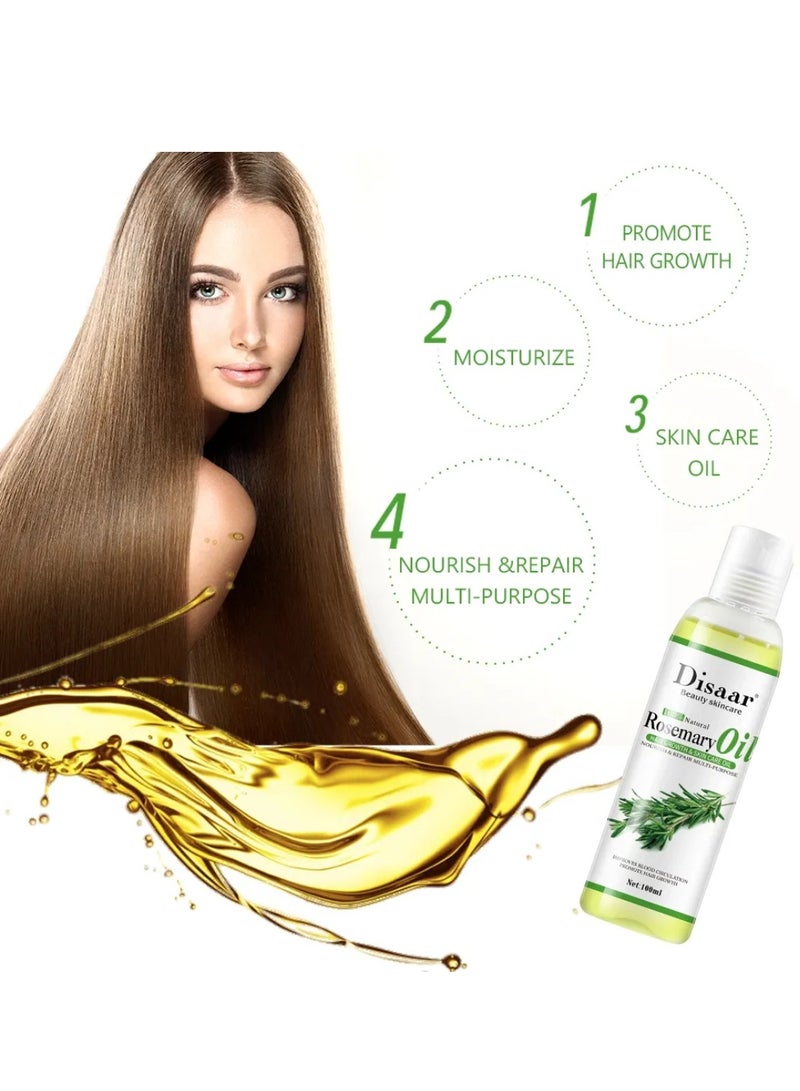 Disaar زيت إكليل الجبل الطبيعي 100 مل - زيت إكليل الجبل لنمو الشعر والعناية بالبشرة - مستخلص إكليل الجبل المرطب والمغذي - زيت إكليل الجبل لتدليك الجسم - زيت شعر إكليل الجبل الطبيعي - زيت العناية بالبشرة بإكليل الجبل - Image 4