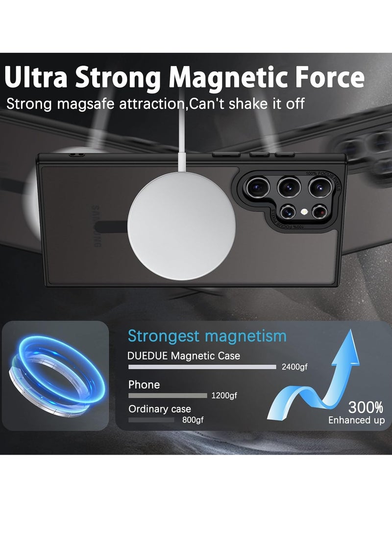 ESCASE for Samsung S25 Ultra Case, Compatible with MagSafe, Magnetic Translucent Matte Back Shockproof Cover with Strong Magnet, Slim Thin Full Protection Phone Case for Galaxy S25 Ultra 5G (Black) - Image 3