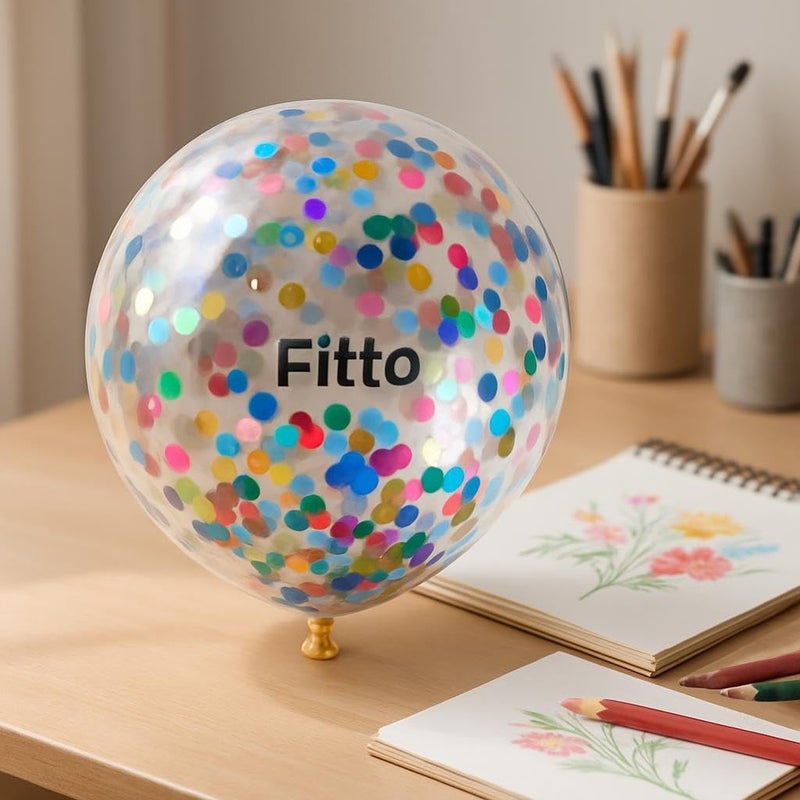 Fitto 20-Inch Transparent Inflatable Balloon with 10g Glitter per Card - Image 2