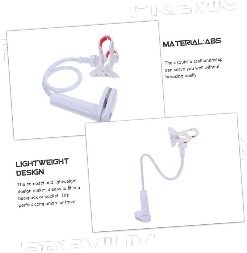 Gadpiparty حامل هاتف قابل لضبط الارتفاع باللون الأبيض، قطعتين، للمكتب أو طاولة السرير أو المنضدة الجانبية - Image 4