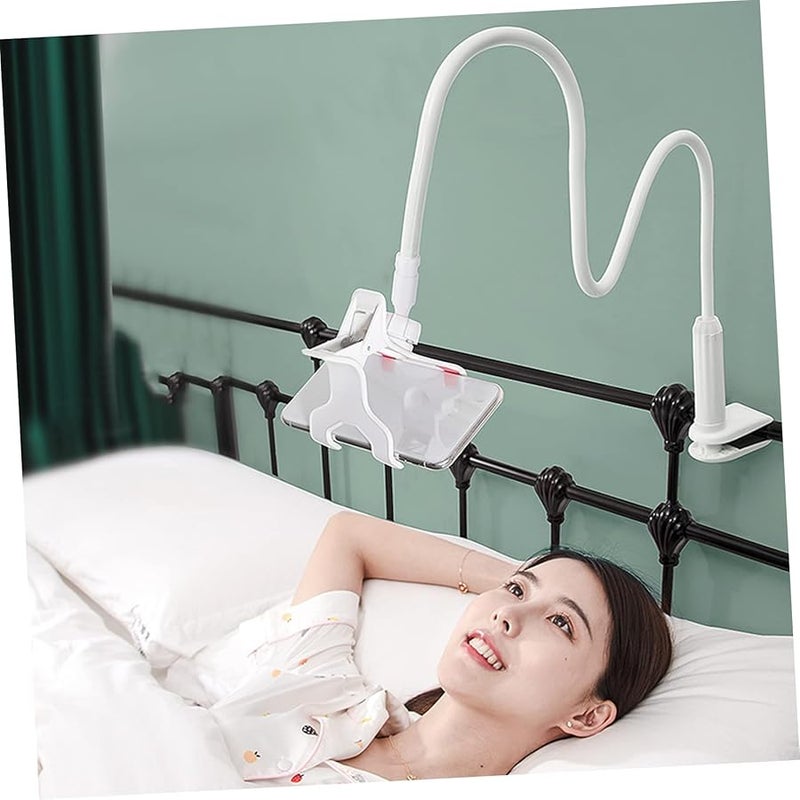 Gadpiparty حامل هاتف قابل لضبط الارتفاع باللون الأبيض، قطعتين، للمكتب أو طاولة السرير أو المنضدة الجانبية - Image 3