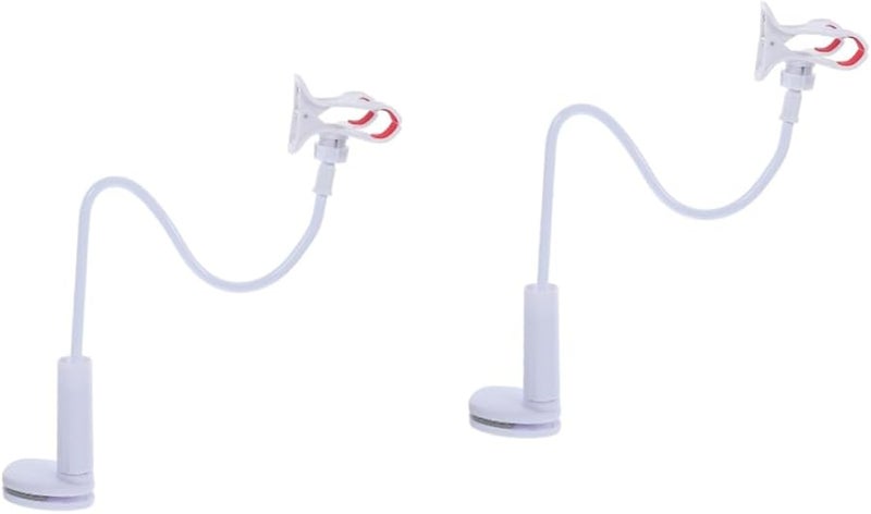 Gadpiparty حامل هاتف قابل لضبط الارتفاع باللون الأبيض، قطعتين، للمكتب أو طاولة السرير أو المنضدة الجانبية - Image 2