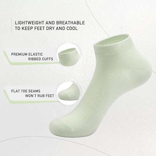 SERISIMPLE Women Viscose Bamboo Ankle Socks Low Cut Thin Sock Lightweight Pastal Color Soft Sock 5 Pairs(Assorted, Large) - Image 2