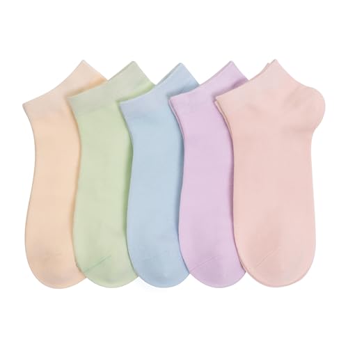 SERISIMPLE Women Viscose Bamboo Ankle Socks Low Cut Thin Sock Lightweight Pastal Color Soft Sock 5 Pairs(Assorted, Large) - Image 1