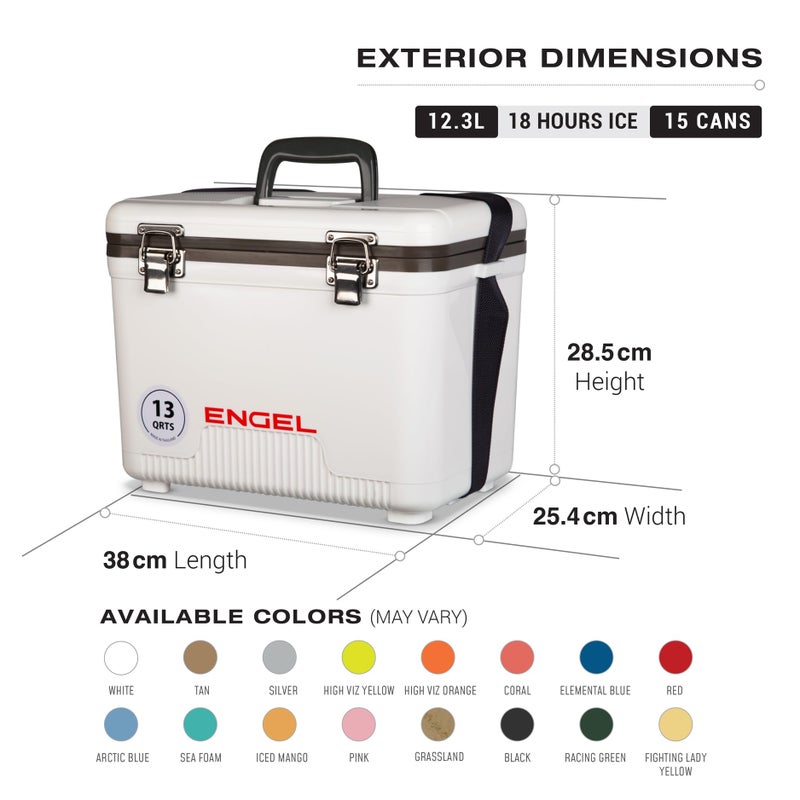 Engel ENGEL Cooler Box 13qt (12.3 litres) Leak-Proof, Air Tight, Drybox Cooler for Camping, Fishing, Hiking, Small Hard Shell Lunchbox Cooler for Men & Women, 38 x 25.4 x 28.6 CM Small Cool Box - Image 2
