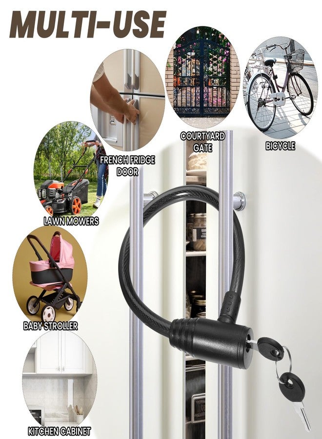 Alrhso 16Inch Secure Black Fridge Lock with Keys Refrigerator Lock Cabinet and Childproof Locks for French Door Fridge, Kitchen Cabinet Window - Image 4