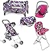 fash n kolor 4 Piece Baby Doll Play Set Flower Design Includes Foldable Pack N Play Baby Doll Stroller Baby Doll High Chair Infant Seat Fits Up to 18 Doll 4 Piece Doll Accessories Set - Image 3