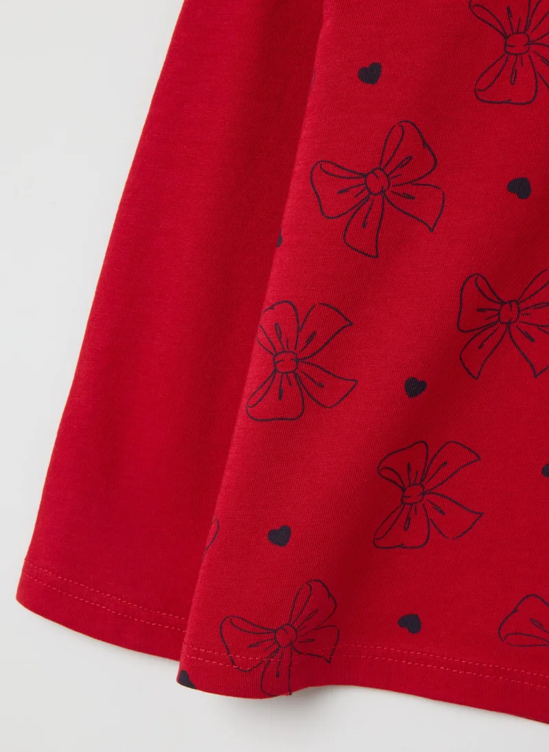 Ovs REGULAR FIT PURE COTTON RED BABY GIRL TOP WITH EMBROIDERED BOWS