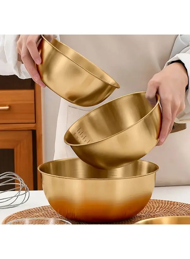 Golden Stainless Steel Mixing Bowls Set 3pcs With Scale 17 19 25cm - Image 5