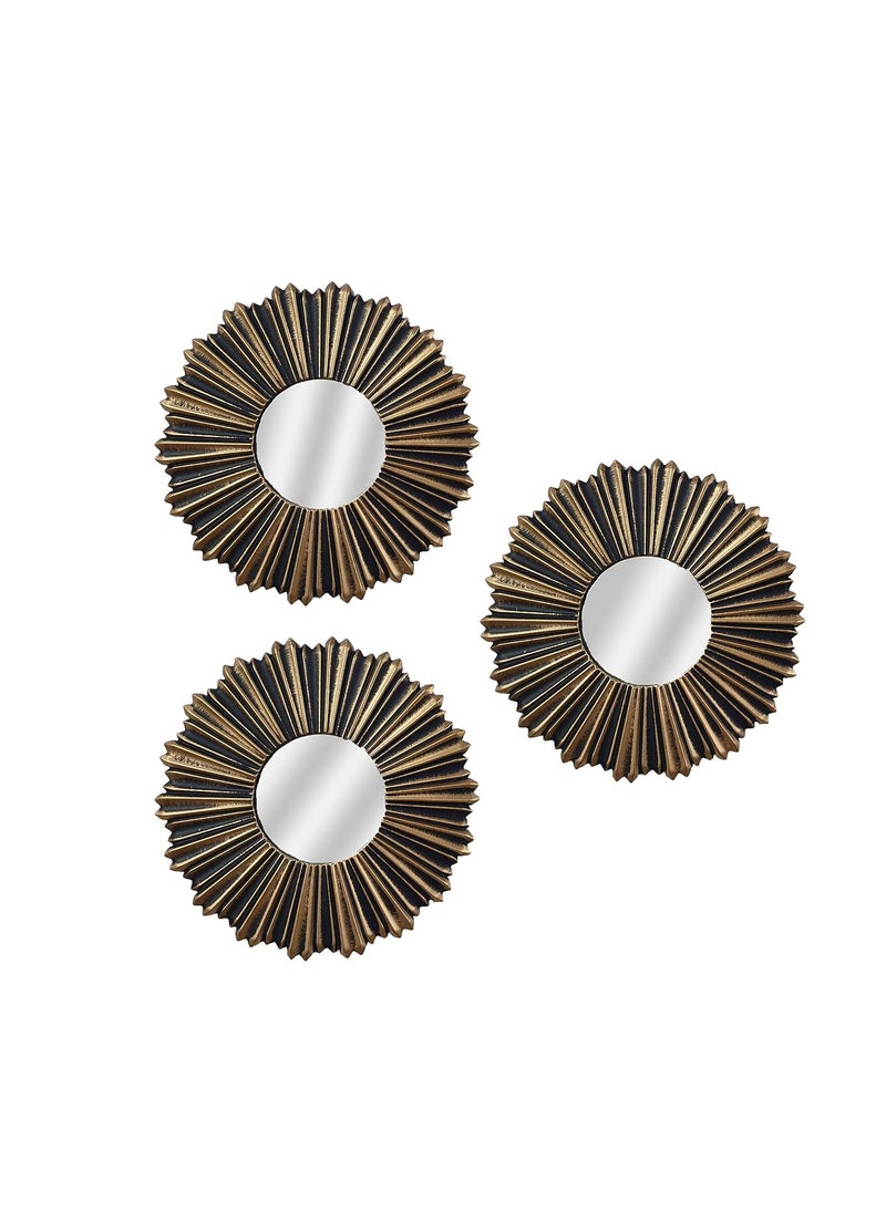 Art Street Art Street Vintage Round Wall Mirror for Living Room Copper Decorative Home Decor for Living Room Decoration- Set of 3 (9X9 Inch), Framed  - Image 2
