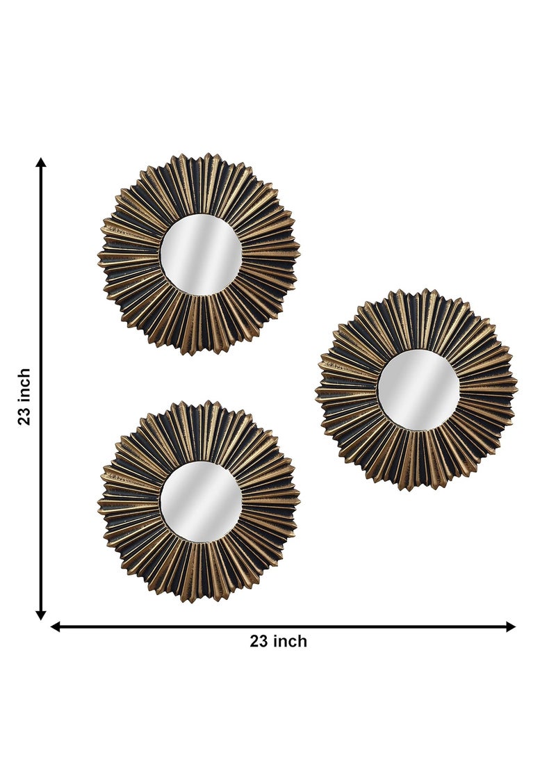 Art Street Art Street Vintage Round Wall Mirror for Living Room Copper Decorative Home Decor for Living Room Decoration- Set of 3 (9X9 Inch), Framed  - Image 4