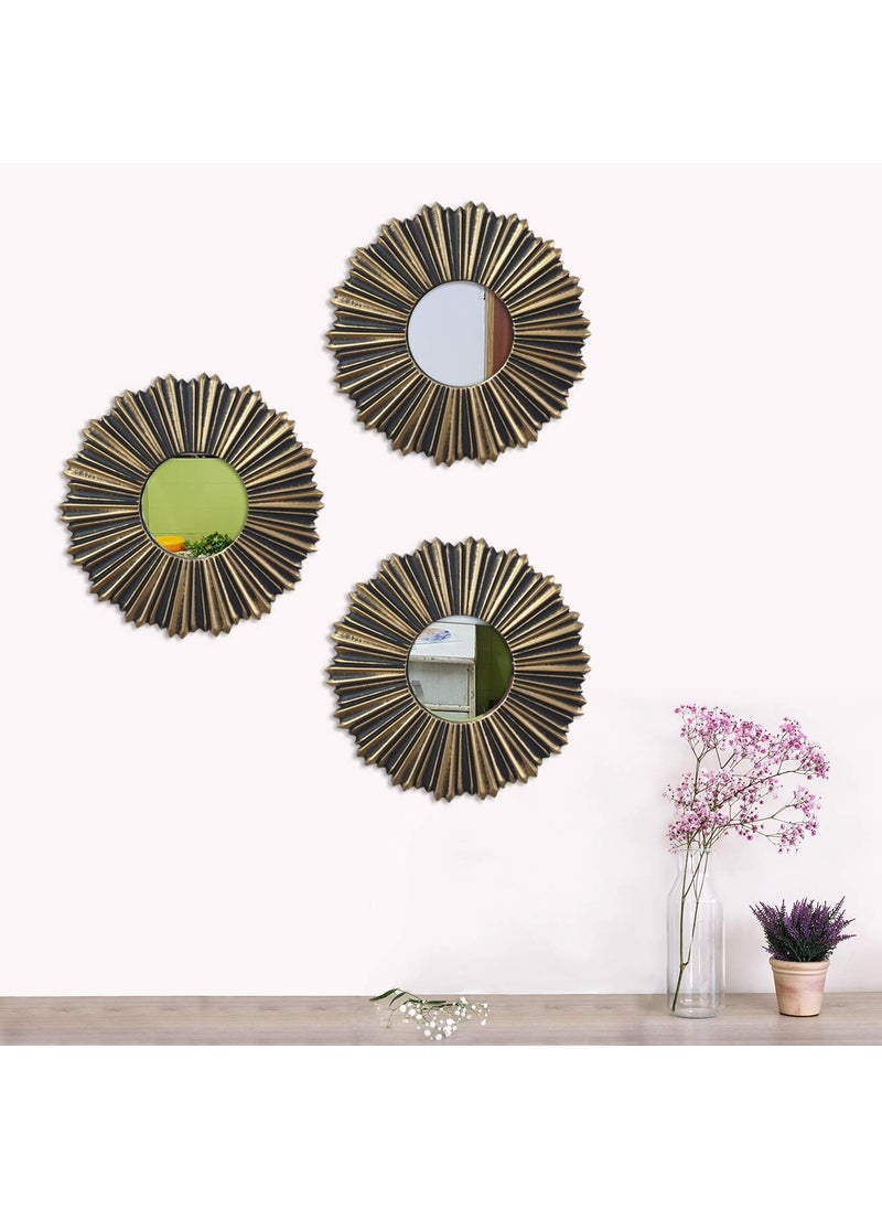 Art Street Art Street Vintage Round Wall Mirror for Living Room Copper Decorative Home Decor for Living Room Decoration- Set of 3 (9X9 Inch), Framed  - Image 1