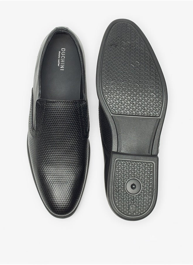 DUCHINI - Men's Textured Slip-On Loafers - Image 1