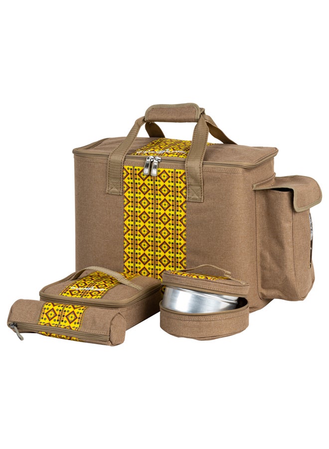 السنيدي شنطة ترامس الرحلة للتنزه والرحلات، شنطة زمزميات، عودي، طقم 5 قطع - Image 1