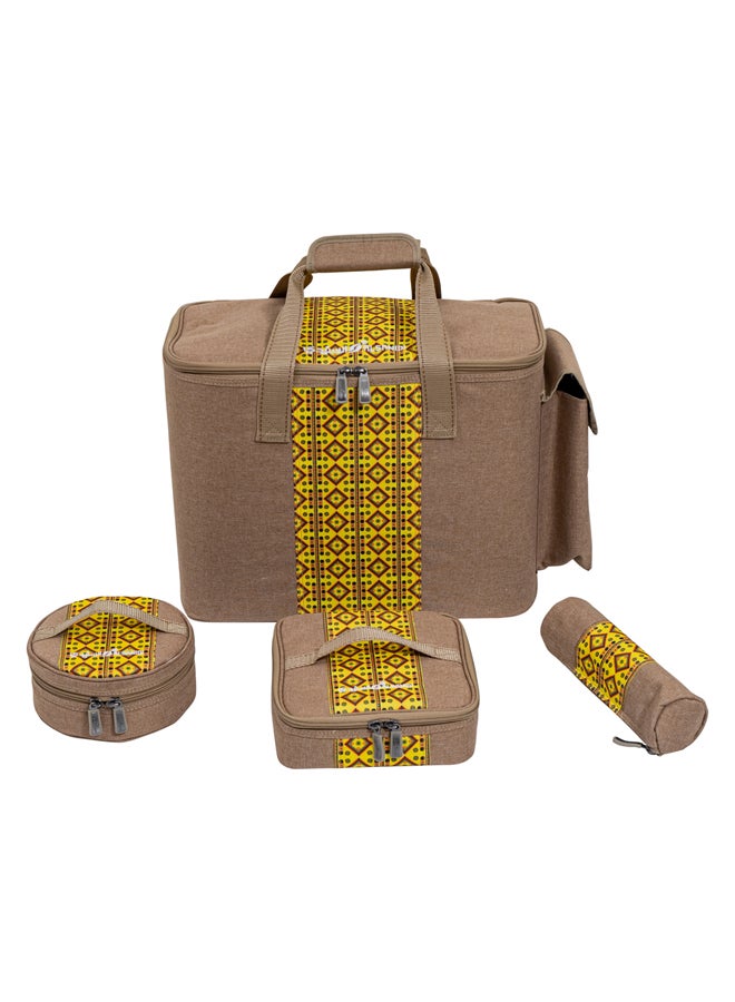 السنيدي شنطة ترامس الرحلة للتنزه والرحلات، شنطة زمزميات، عودي، طقم 5 قطع - Image 3