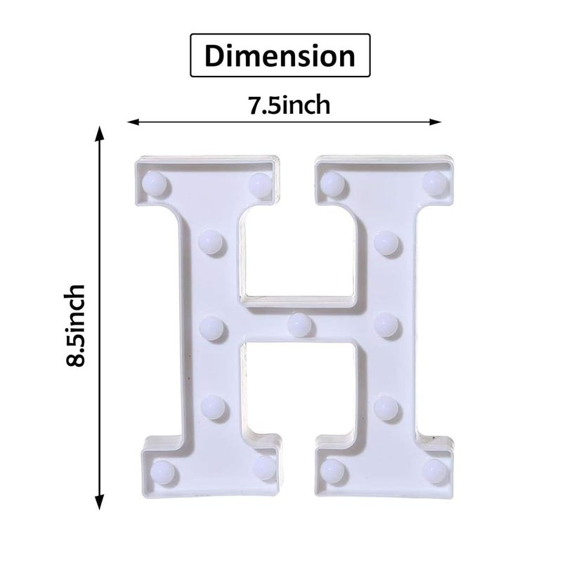 Party Propz ضوء حرف H - 1 قطعة 8.5 بوصة ضوء ماركيه حرف H، مصباح زخرفي للاسم للمنزل، عيد الميلاد، غرفة النوم، الزفاف، أضواء الحروف للزينة، أضواء مضيئة للزينة - Image 2