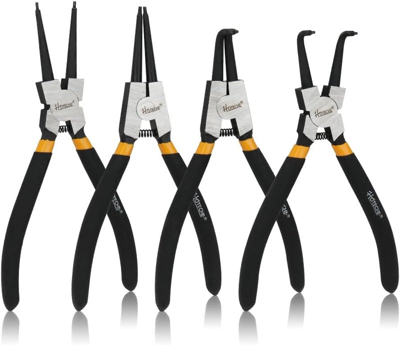 HOTECHE 7"/180mm 4Pcs Cr-V Circlip Pliers Set, External/Internal Straight&Bent, for Automotive Retaining Ring Removal, Home Appliance maintenance - Image 1