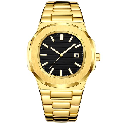 BARAMON Wrist Watches for Men, Nautilus Stainless Steel Quartz Movement Date Luxury Style Men's Luminous Hands Casual Business Watches - Image 1