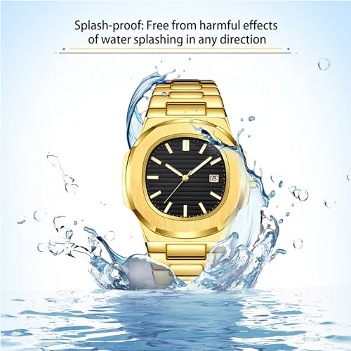 BARAMON Wrist Watches for Men, Nautilus Stainless Steel Quartz Movement Date Luxury Style Men's Luminous Hands Casual Business Watches - Image 3