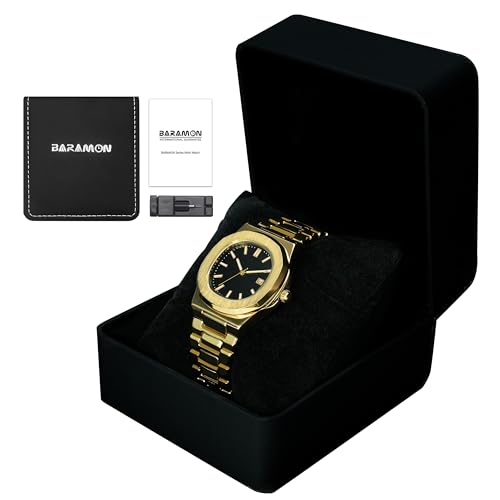 BARAMON Wrist Watches for Men, Nautilus Stainless Steel Quartz Movement Date Luxury Style Men's Luminous Hands Casual Business Watches - Image 4