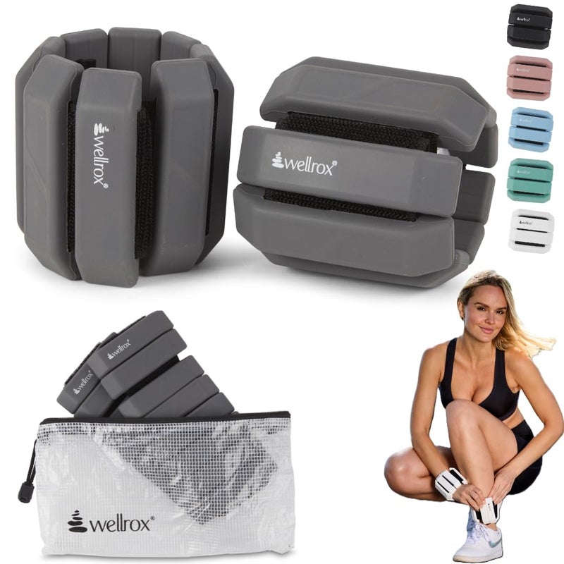 Wellrox Weighted Bangles Comfort Edition - 2.4lb (1.2lb Each Wrist Weight) Adjustable Ankle and Wrist Weights for Women & Men - Arm Weights For Walking, Pilates & Yoga - Image 1