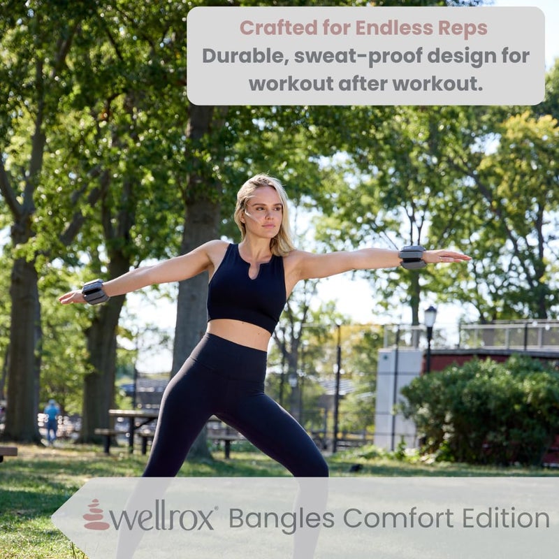 Wellrox Weighted Bangles Comfort Edition - 2.4lb (1.2lb Each Wrist Weight) Adjustable Ankle and Wrist Weights for Women & Men - Arm Weights For Walking, Pilates & Yoga - Image 3