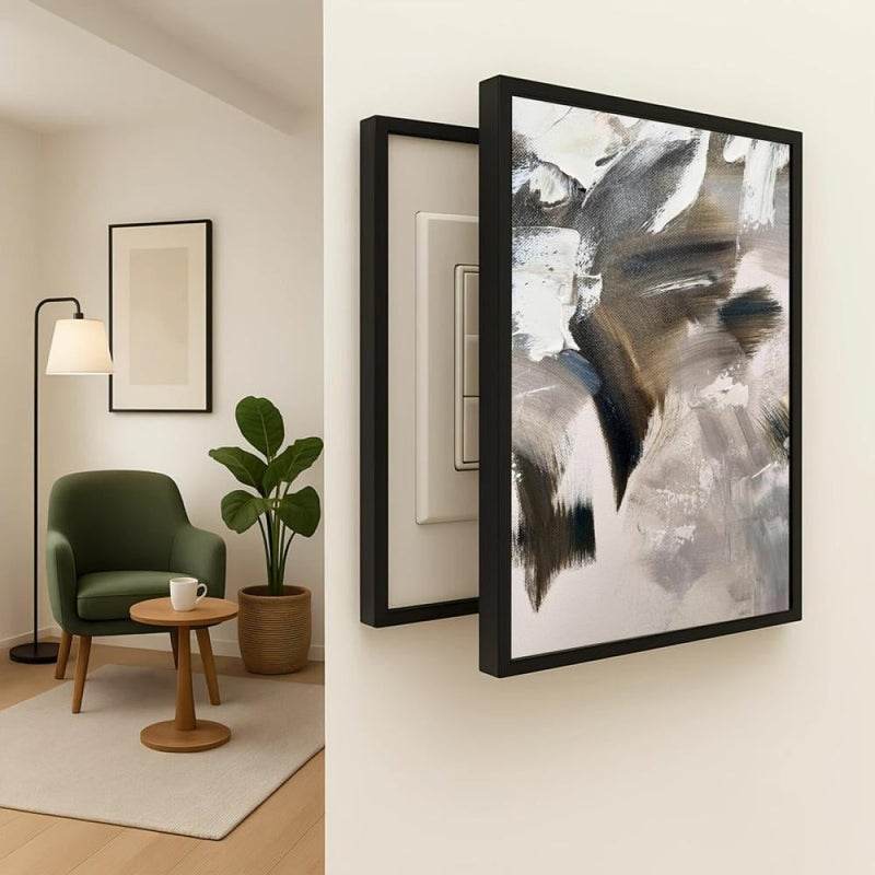 Marktna Canvas panel for covering the electrical panel with an abstract design, measuring 60x90 cm and featuring a hollow frame. - Image 1