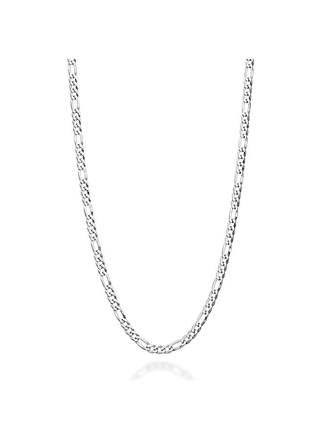 Arabest Italian 925 Sterling Silver, 18K Gold Plated 3mm Diamond-Cut Figaro Link Chain Necklace for Women Men, Made in Italy - Image 1