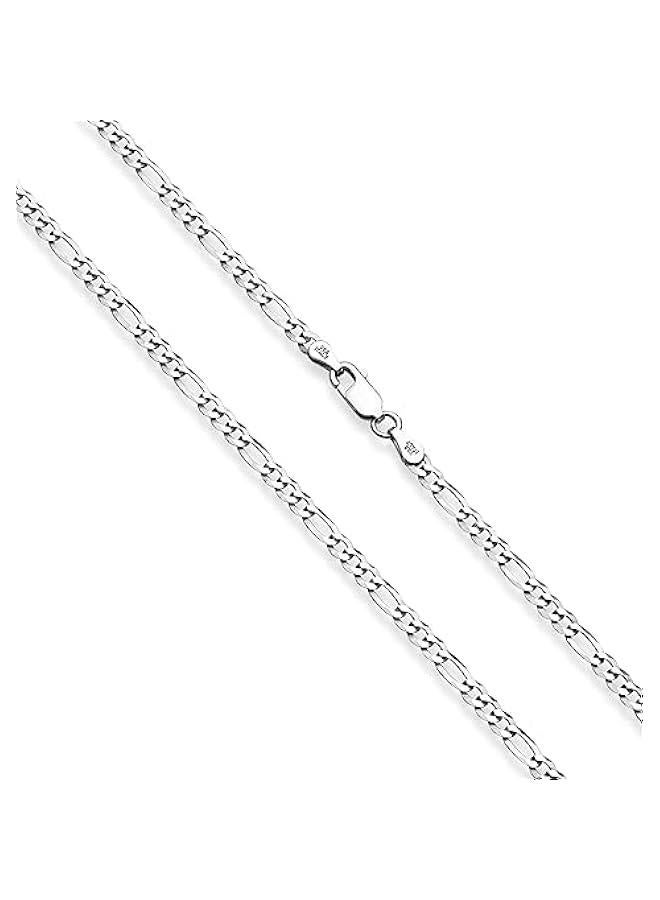 Arabest Italian 925 Sterling Silver, 18K Gold Plated 3mm Diamond-Cut Figaro Link Chain Necklace for Women Men, Made in Italy - Image 2