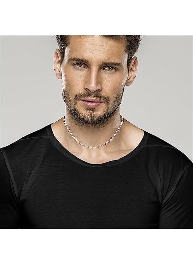 Arabest Italian 925 Sterling Silver, 18K Gold Plated 3mm Diamond-Cut Figaro Link Chain Necklace for Women Men, Made in Italy - Image 4