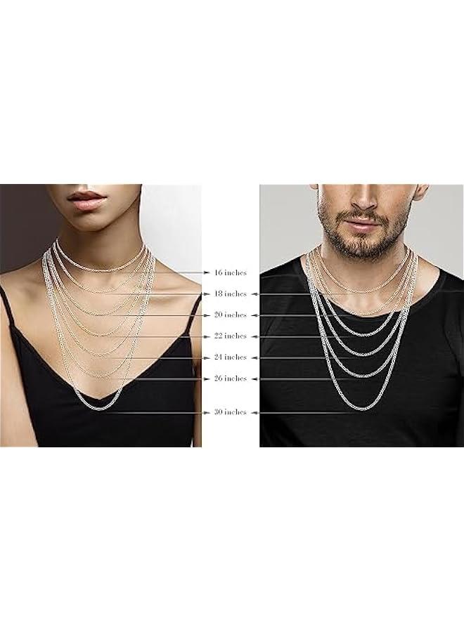 Arabest Italian 925 Sterling Silver, 18K Gold Plated 3mm Diamond-Cut Figaro Link Chain Necklace for Women Men, Made in Italy - Image 5