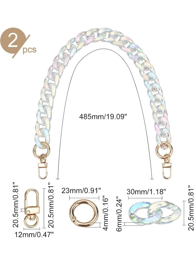 2pcs 19 Inch Bag Handle Chain, Acrylic Handbag Chain Straps Shoulder Straps Purse Chains Bag Purse Clutches Handle Replacement for Purse Handbag Making Accessory Decoration(Clear)  - Image 2