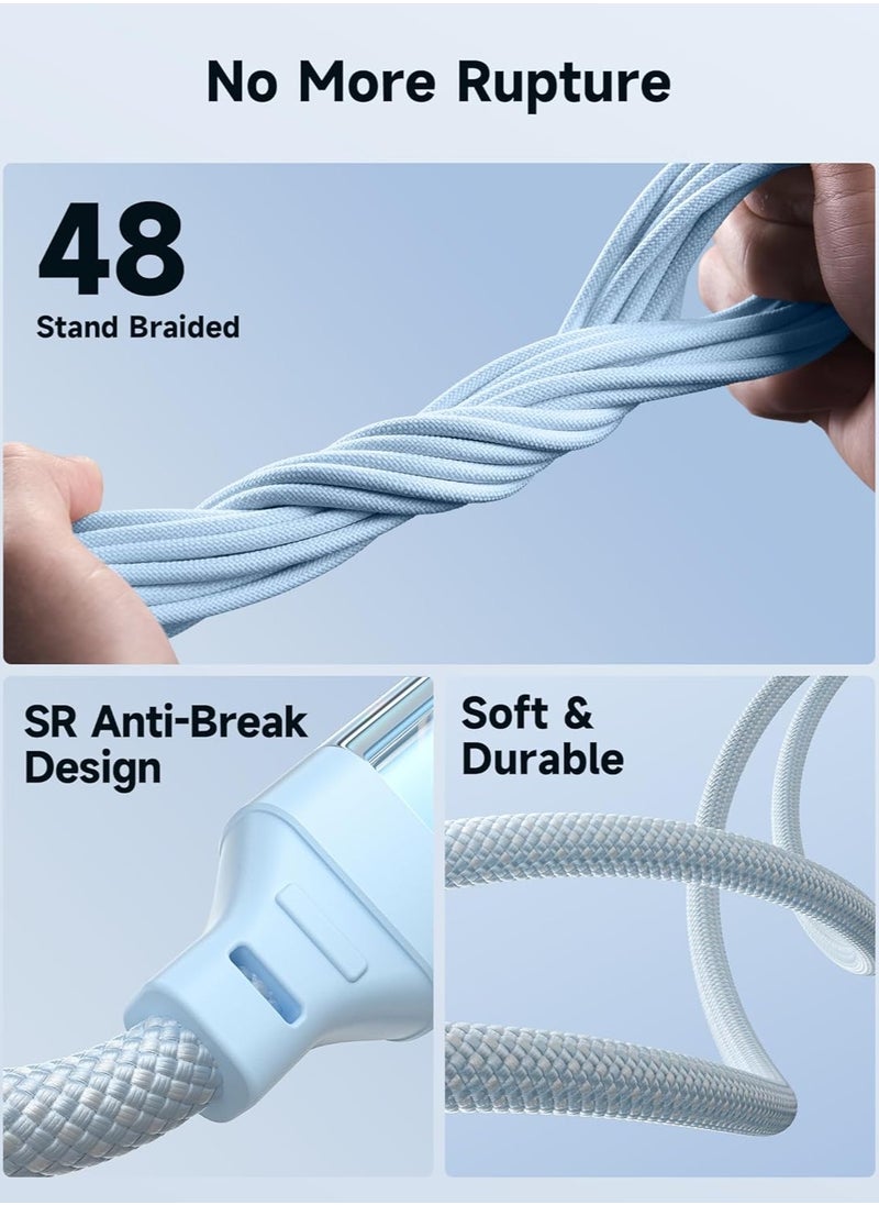 JSAUX - 100W USB C to USB C Cable [1-Pack 6.6FT], Type C Fast Charging Cable Compatible with iPhone 16/16 Plus/16 Pro Max/iPhone 16e, iPhone 15 Series, Galaxy S25/S24/S23/S22, MacBook, iPad, Pixel- light Blue - Image 1