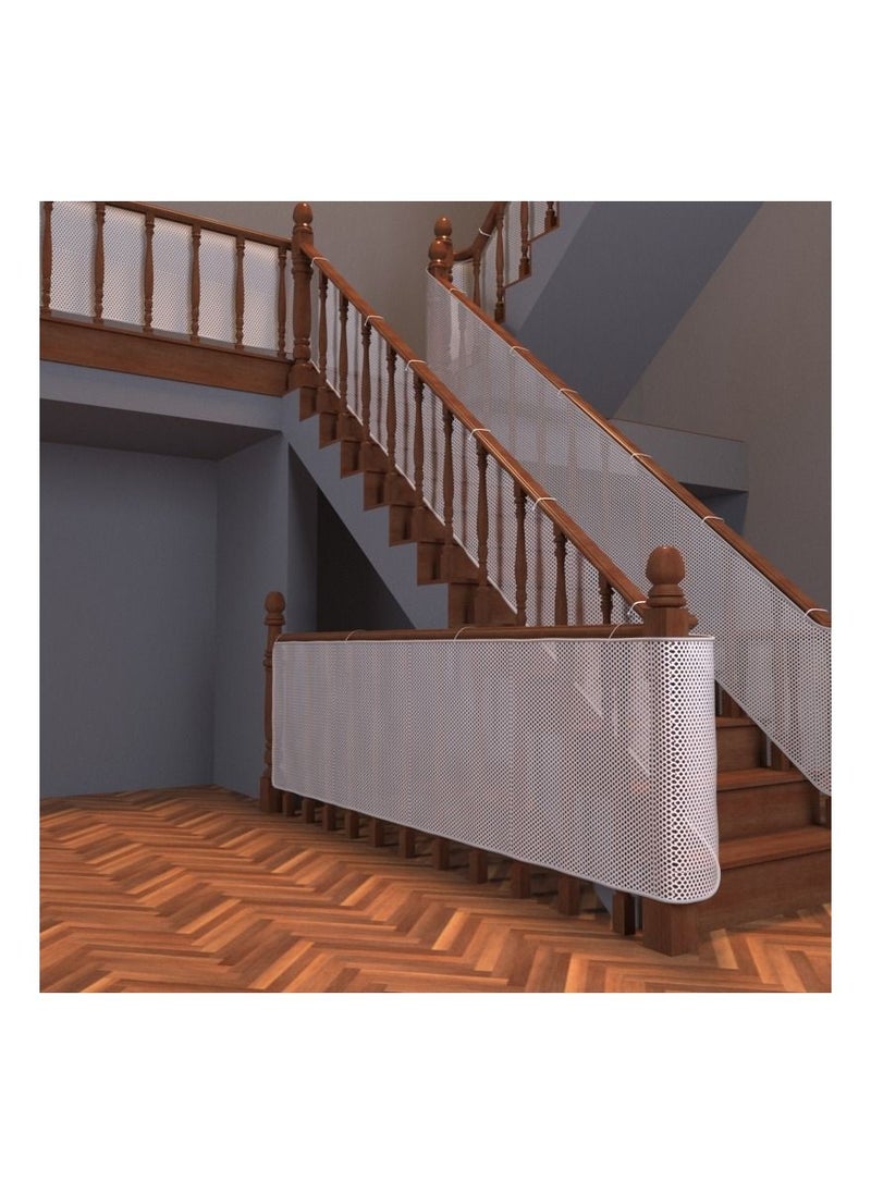 Generic Baby Safety Stair Railing Net Children's Outdoor Balcony Fence Protection Mesh No Drilling For Dog Cat Window 300x78cm White  - Image 1