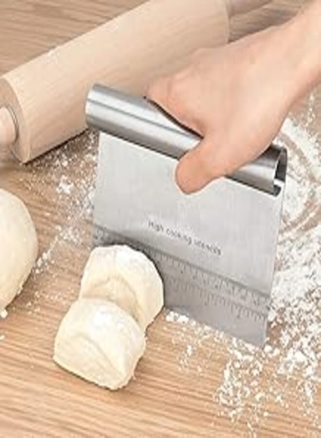 Special Offer (20 Cutters) Professional Stainless Steel Brushed Stainless Steel Dough Peeler/Cutter/Chopper with Measuring Scale - Versatile Cake Pizza Cutter - Pastry Dough Separator and Knife Scale 