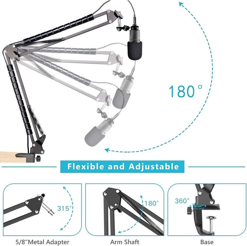 SUNMON K669 Mic Boom Arm Stand with Pop Filter, Compatible with Fifine K669, Fifine 669B USB Microphone with Cable Sleeve by - Image 4