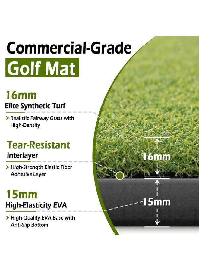 يُسلِّم سجادة جولف 31 مم، 5 أقدام × 4 أقدام، سجادة ضرب الجولف للتدريب الداخلي والخارجي، سجادة محاكاة العشب الصناعي عالية المرونة لتدريب القيادة على التأرجح المتقطع - Image 2