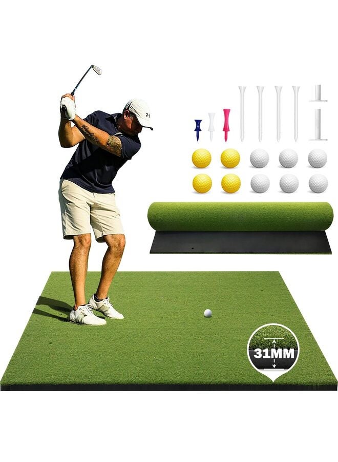 يُسلِّم سجادة جولف 31 مم، 5 أقدام × 4 أقدام، سجادة ضرب الجولف للتدريب الداخلي والخارجي، سجادة محاكاة العشب الصناعي عالية المرونة لتدريب القيادة على التأرجح المتقطع - Image 1