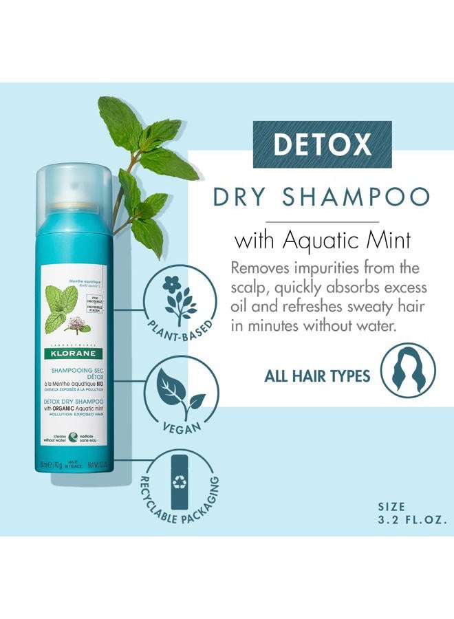 Klorane Detox Dry Shampoo with Aquatic Mint, All Hair Types, Invisible Finish, Cooling, Paraben & Sulfate-Free, 3.2 oz. - Image 2