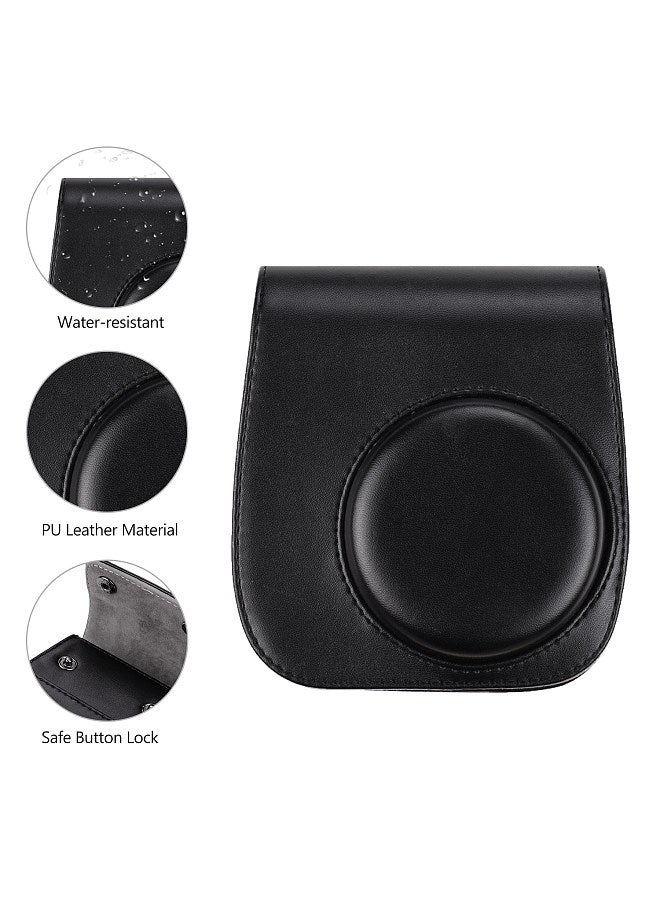 Portable Instant Camera Case Bag Holder PU Leather with Shoulder Strap Compatible with Fujifilm Fuji Instax Mini 11  - Image 3