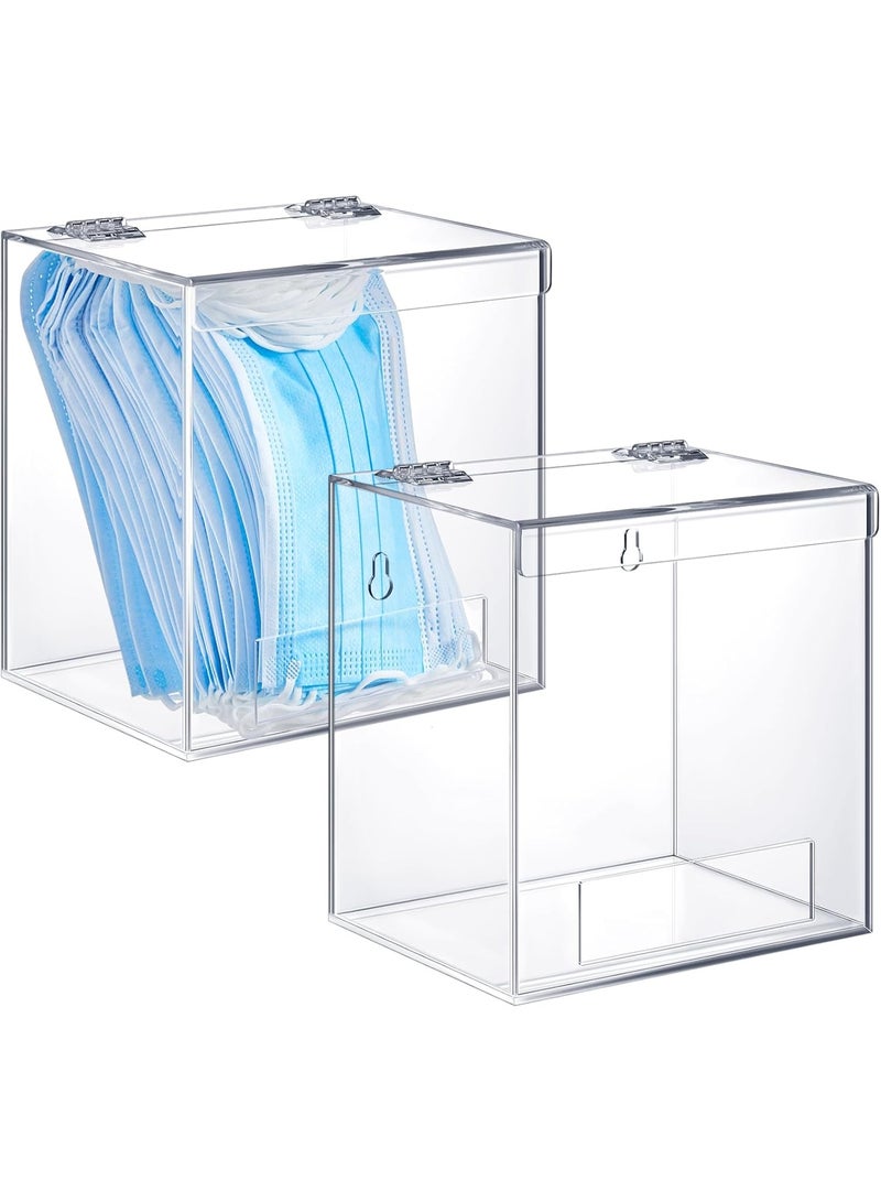 Slasa SLASA 2 Pcs Medium Clear Acrylic Wall Mount Dispenser (6.9"x6.7"x5") – Multi-Use Holder for Hair Nets, Emesis Bags, Beard Nets, Glasses, Shoe Covers – Wall or Tabletop Use – Durable Organizer  - Image 1