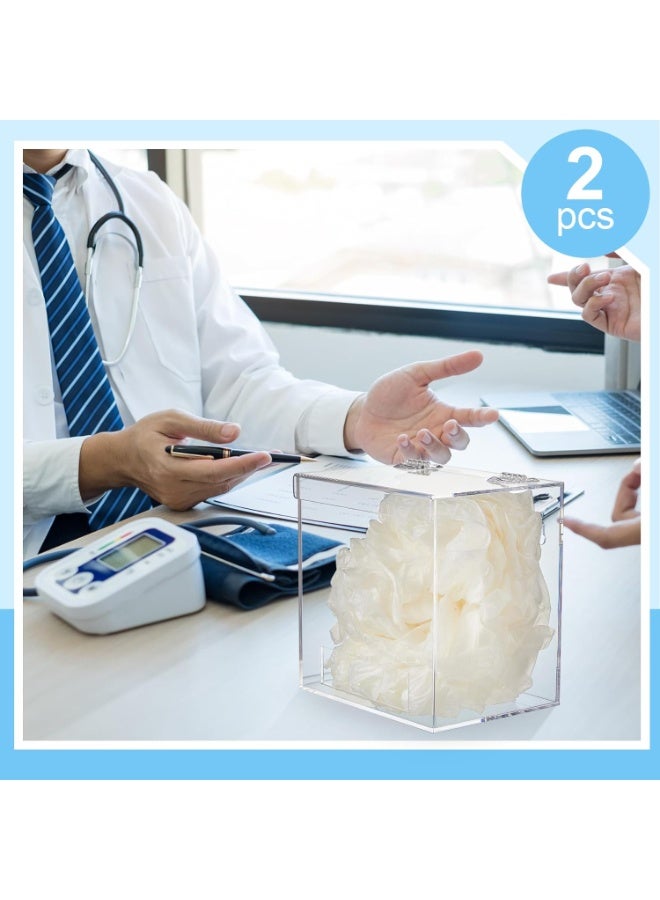 Slasa SLASA 2 Pcs Medium Clear Acrylic Wall Mount Dispenser (6.9"x6.7"x5") – Multi-Use Holder for Hair Nets, Emesis Bags, Beard Nets, Glasses, Shoe Covers – Wall or Tabletop Use – Durable Organizer  - Image 4