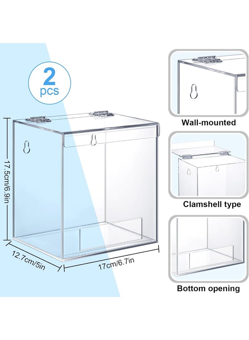 Slasa SLASA 2 Pcs Medium Clear Acrylic Wall Mount Dispenser (6.9"x6.7"x5") – Multi-Use Holder for Hair Nets, Emesis Bags, Beard Nets, Glasses, Shoe Covers – Wall or Tabletop Use – Durable Organizer  - Image 2