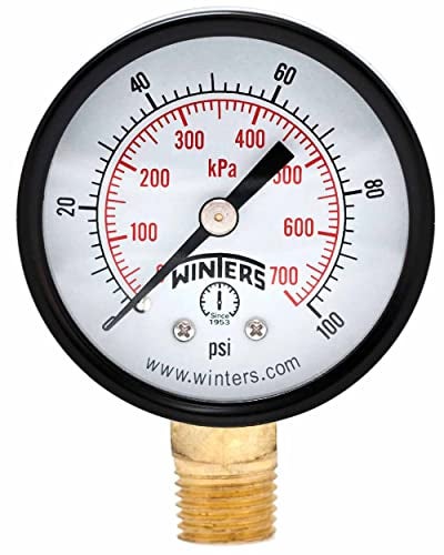 Winters Instruments Winters 2 inch Dial Size, Multi Function Economy Utility Dry Pressure Gauge, Brass Internals, Black Steel Case, Dual Scale 0-100 psi/kPa, 3-2-3% Accuracy, 1/4 inch NPT Bottom Mount, Pressure Gauge - Image 2