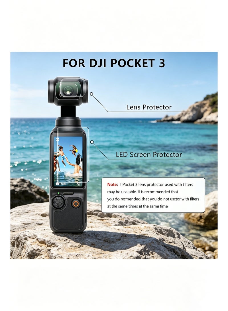 4-Pack Screen and Lens Protector for DJI Pocket 4 / Pocket 3, 9H Hardness Tempered Glass, Anti-Fingerprint & Oleophobic Coating, High Transmittance, Sensitive Touch, Scratch Resistant Accessories for Osmo Pocket 3 / Pocket 4 - Image 4