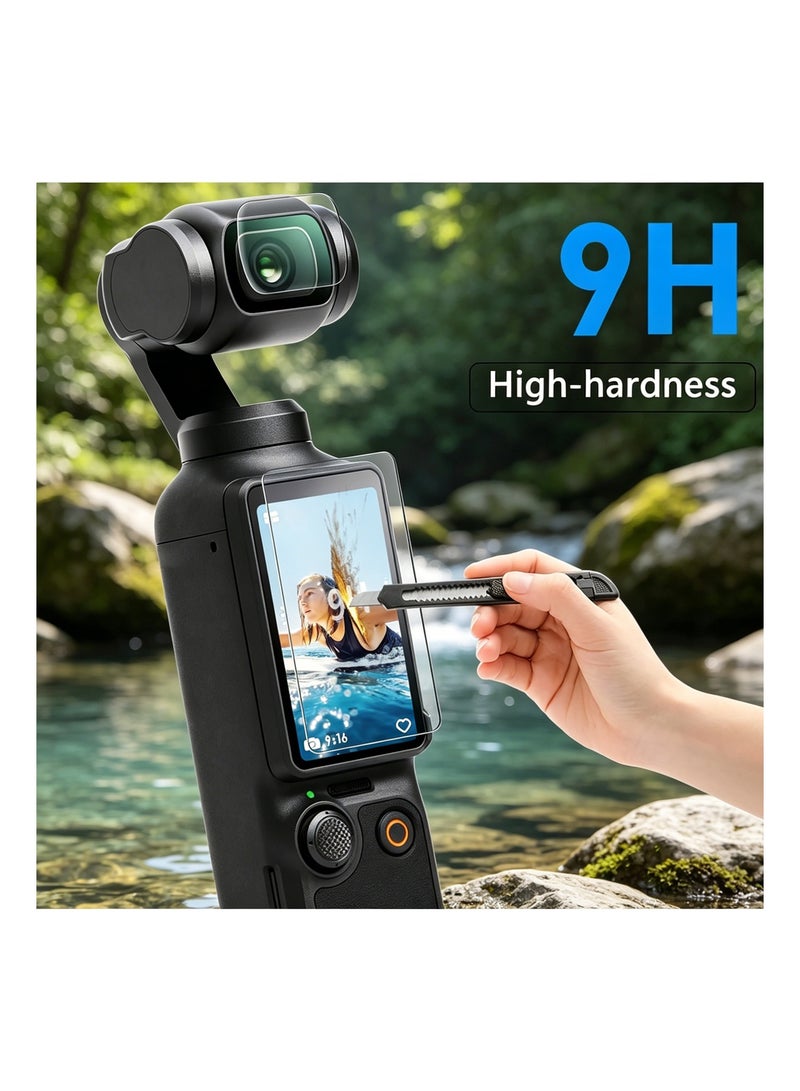 4-Pack Screen and Lens Protector for DJI Pocket 4 / Pocket 3, 9H Hardness Tempered Glass, Anti-Fingerprint & Oleophobic Coating, High Transmittance, Sensitive Touch, Scratch Resistant Accessories for Osmo Pocket 3 / Pocket 4 - Image 5