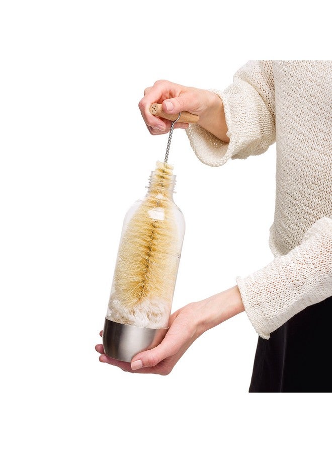 Redecker Tampico Fiber and Wool Soda Stream Bottle Brush with Beechwood Handle, Unique Teardrop Shape Easily Cleans Bottles, Jars and Specialty Glassware, 12-inches, Made in Germany - Image 3